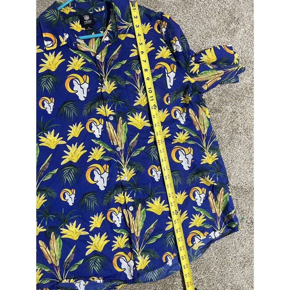 FOCO Los Angeles Rams Victory Vacay button-up shirt Blue Floral XL - Picture 6 of 7